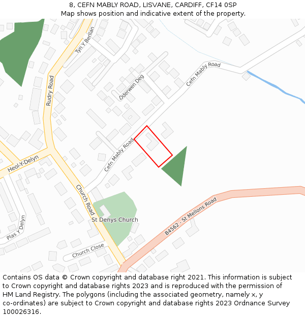 8, CEFN MABLY ROAD, LISVANE, CARDIFF, CF14 0SP: Location map and indicative extent of plot