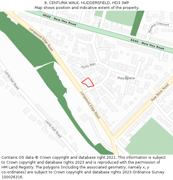 8, CENTURIA WALK, HUDDERSFIELD, HD3 3WP: Location map and indicative extent of plot