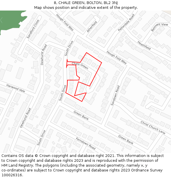 8, CHALE GREEN, BOLTON, BL2 3NJ: Location map and indicative extent of plot