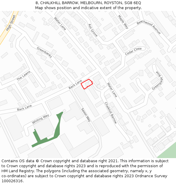 8, CHALKHILL BARROW, MELBOURN, ROYSTON, SG8 6EQ: Location map and indicative extent of plot