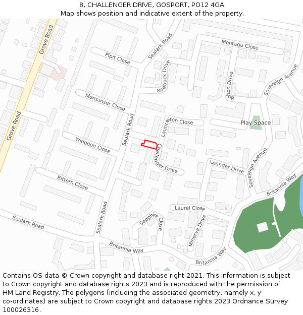 8, CHALLENGER DRIVE, GOSPORT, PO12 4GA: Location map and indicative extent of plot