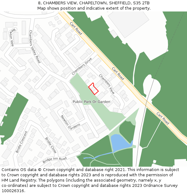 8, CHAMBERS VIEW, CHAPELTOWN, SHEFFIELD, S35 2TB: Location map and indicative extent of plot