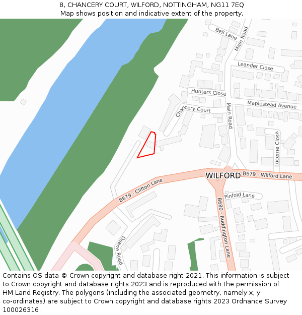 8, CHANCERY COURT, WILFORD, NOTTINGHAM, NG11 7EQ: Location map and indicative extent of plot