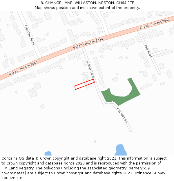 8, CHANGE LANE, WILLASTON, NESTON, CH64 1TE: Location map and indicative extent of plot