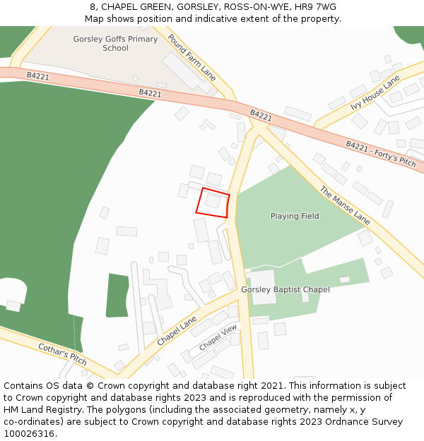 8, CHAPEL GREEN, GORSLEY, ROSS-ON-WYE, HR9 7WG: Location map and indicative extent of plot