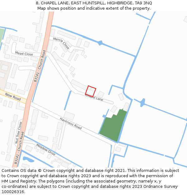 8, CHAPEL LANE, EAST HUNTSPILL, HIGHBRIDGE, TA9 3NQ: Location map and indicative extent of plot