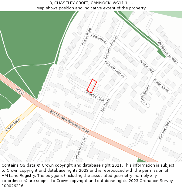 8, CHASELEY CROFT, CANNOCK, WS11 1HU: Location map and indicative extent of plot