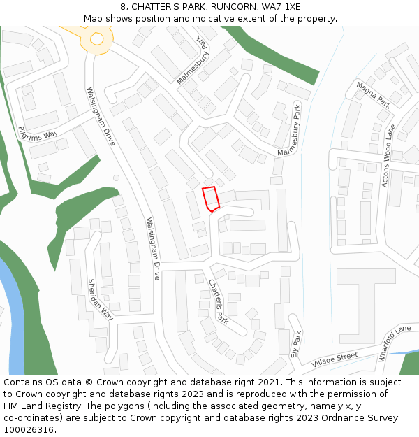 8, CHATTERIS PARK, RUNCORN, WA7 1XE: Location map and indicative extent of plot