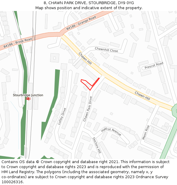 8, CHAWN PARK DRIVE, STOURBRIDGE, DY9 0YG: Location map and indicative extent of plot