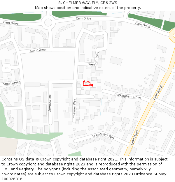 8, CHELMER WAY, ELY, CB6 2WS: Location map and indicative extent of plot