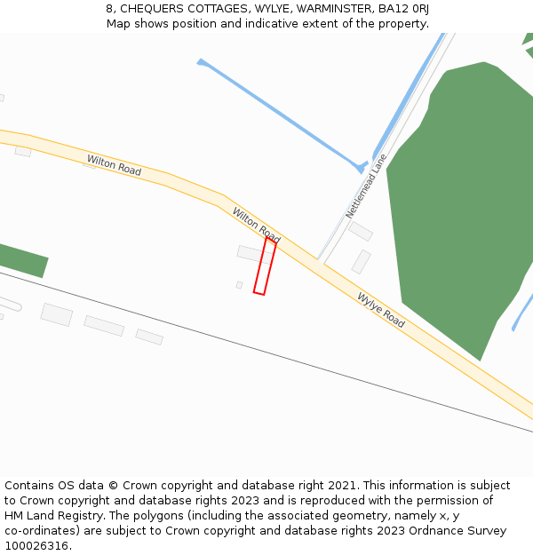8, CHEQUERS COTTAGES, WYLYE, WARMINSTER, BA12 0RJ: Location map and indicative extent of plot