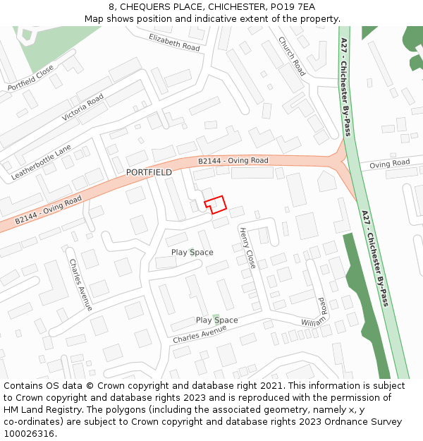 8, CHEQUERS PLACE, CHICHESTER, PO19 7EA: Location map and indicative extent of plot
