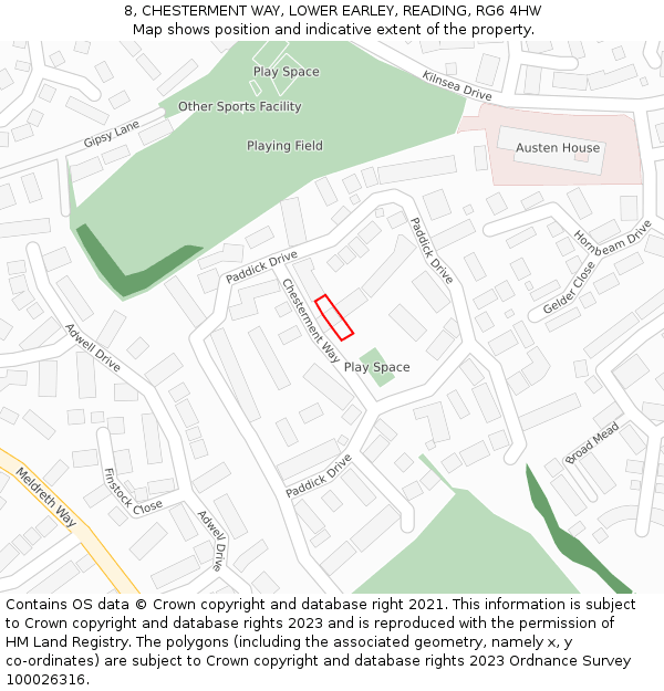 8, CHESTERMENT WAY, LOWER EARLEY, READING, RG6 4HW: Location map and indicative extent of plot