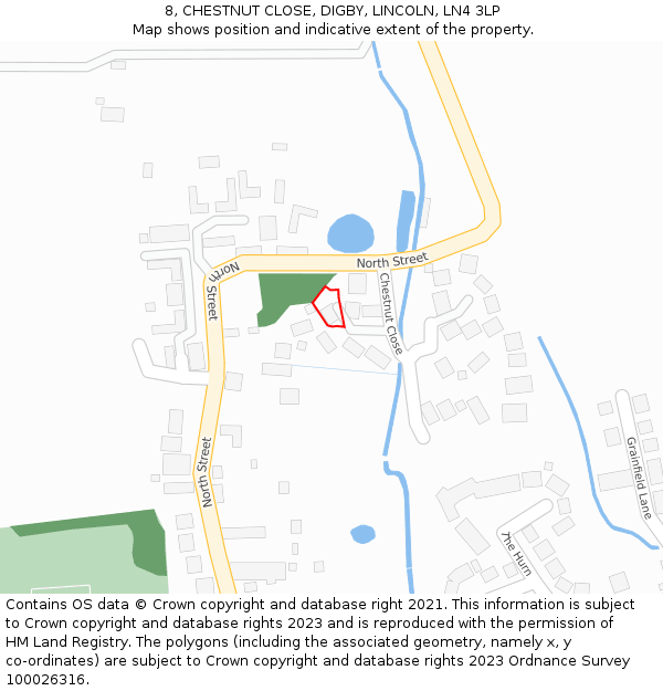 8, CHESTNUT CLOSE, DIGBY, LINCOLN, LN4 3LP: Location map and indicative extent of plot