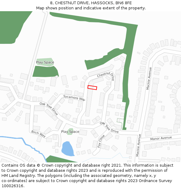 8, CHESTNUT DRIVE, HASSOCKS, BN6 8FE: Location map and indicative extent of plot