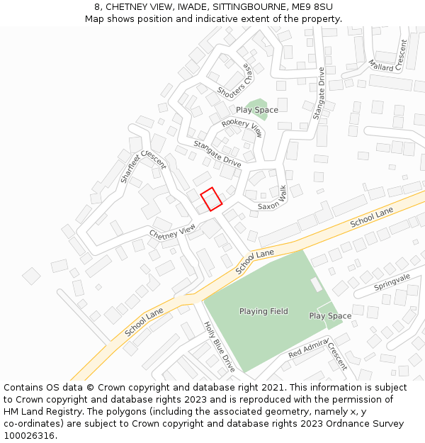 8, CHETNEY VIEW, IWADE, SITTINGBOURNE, ME9 8SU: Location map and indicative extent of plot