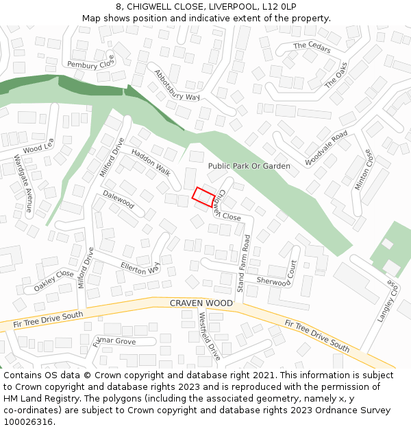 8, CHIGWELL CLOSE, LIVERPOOL, L12 0LP: Location map and indicative extent of plot