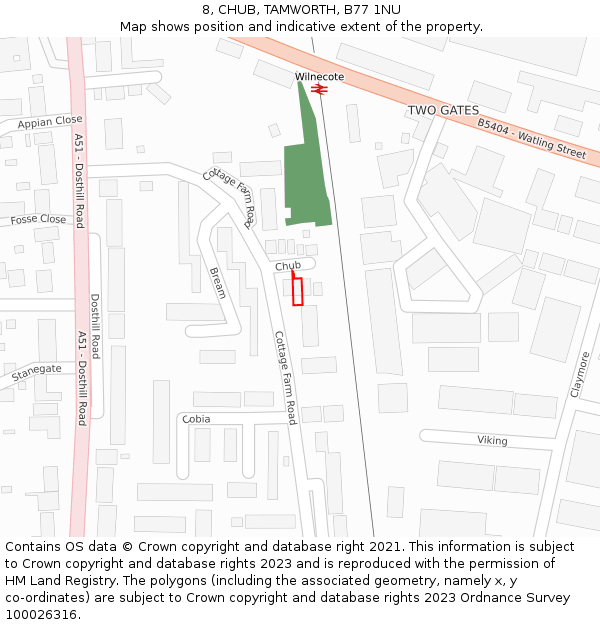 8, CHUB, TAMWORTH, B77 1NU: Location map and indicative extent of plot