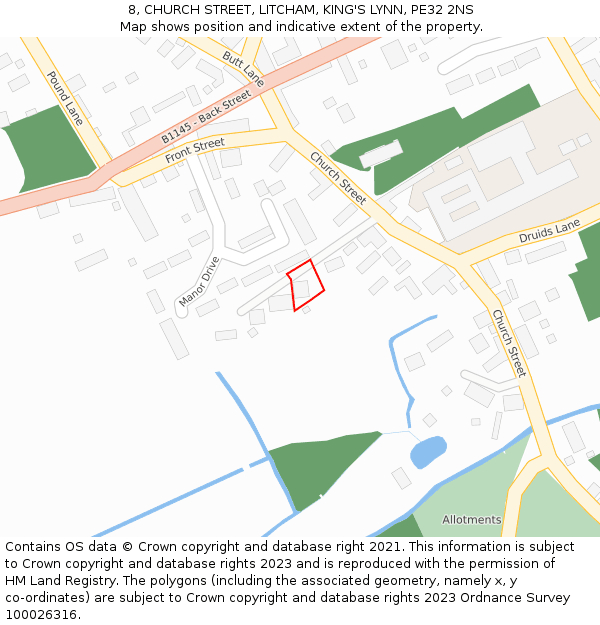 8, CHURCH STREET, LITCHAM, KING'S LYNN, PE32 2NS: Location map and indicative extent of plot