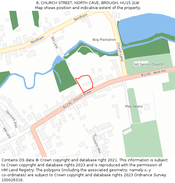 8, CHURCH STREET, NORTH CAVE, BROUGH, HU15 2LW: Location map and indicative extent of plot