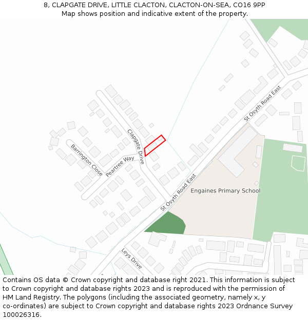 8, CLAPGATE DRIVE, LITTLE CLACTON, CLACTON-ON-SEA, CO16 9PP: Location map and indicative extent of plot