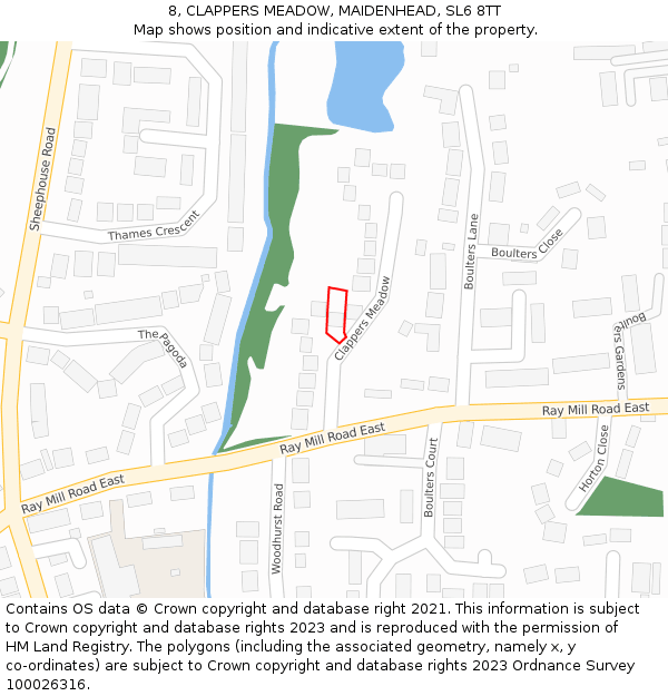 8, CLAPPERS MEADOW, MAIDENHEAD, SL6 8TT: Location map and indicative extent of plot