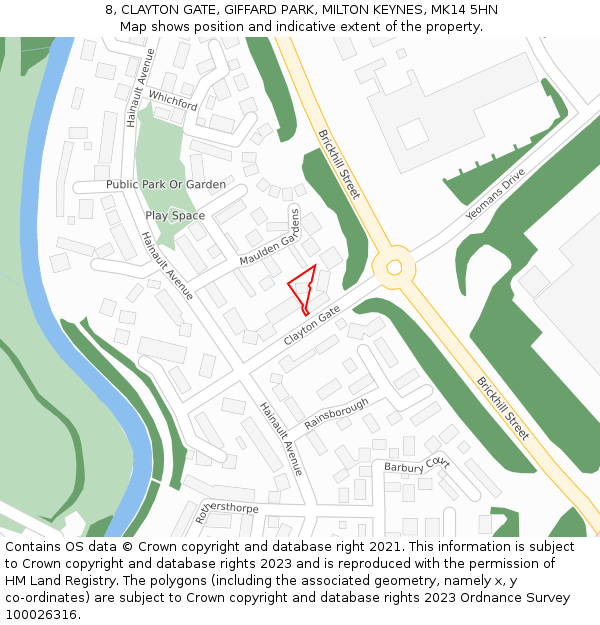 8, CLAYTON GATE, GIFFARD PARK, MILTON KEYNES, MK14 5HN: Location map and indicative extent of plot