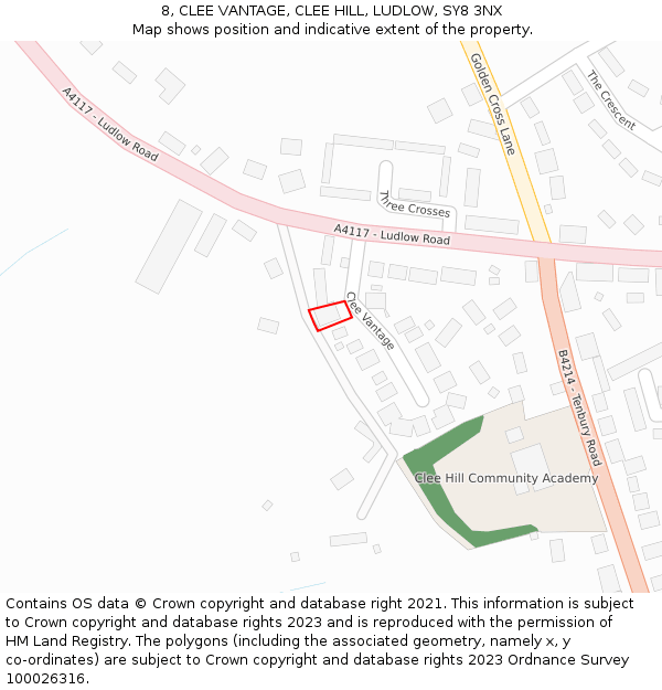 8, CLEE VANTAGE, CLEE HILL, LUDLOW, SY8 3NX: Location map and indicative extent of plot