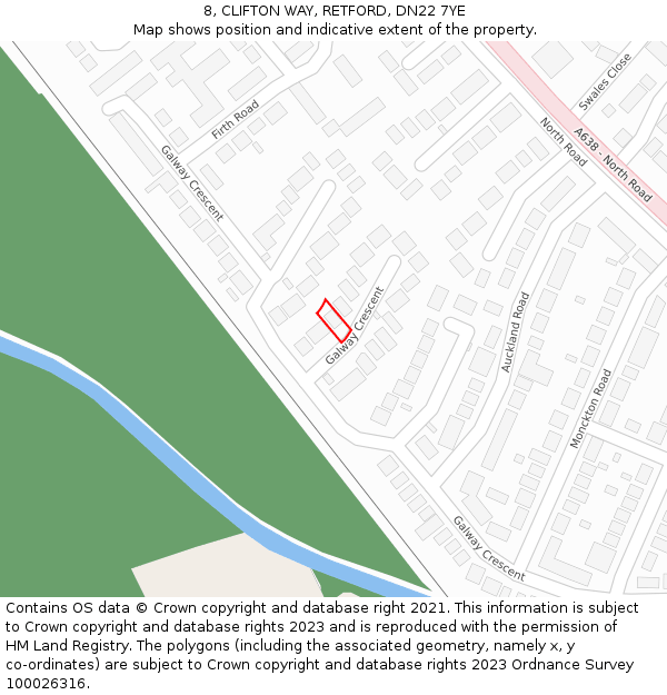 8, CLIFTON WAY, RETFORD, DN22 7YE: Location map and indicative extent of plot