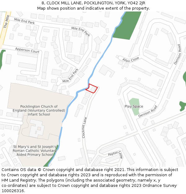 8, CLOCK MILL LANE, POCKLINGTON, YORK, YO42 2JR: Location map and indicative extent of plot