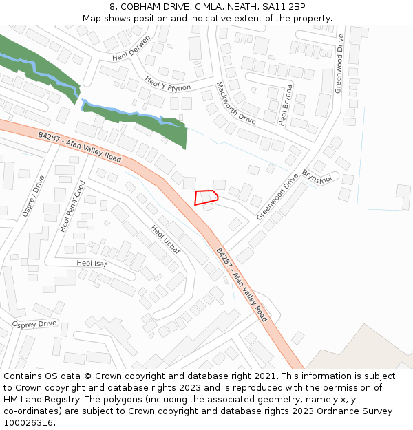 8, COBHAM DRIVE, CIMLA, NEATH, SA11 2BP: Location map and indicative extent of plot