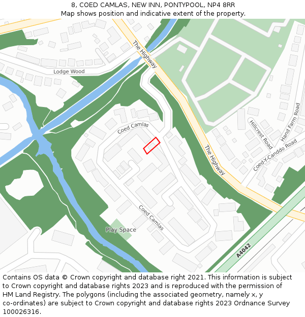 8, COED CAMLAS, NEW INN, PONTYPOOL, NP4 8RR: Location map and indicative extent of plot