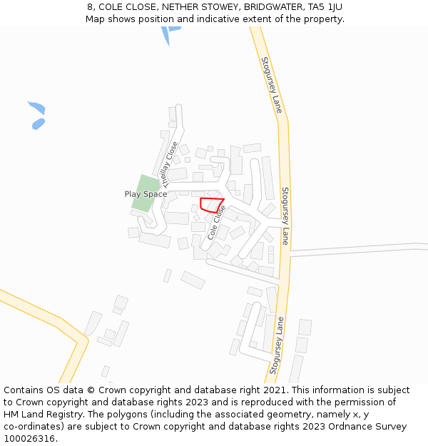 8, COLE CLOSE, NETHER STOWEY, BRIDGWATER, TA5 1JU: Location map and indicative extent of plot