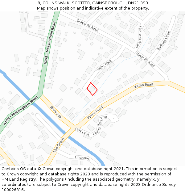 8, COLINS WALK, SCOTTER, GAINSBOROUGH, DN21 3SR: Location map and indicative extent of plot