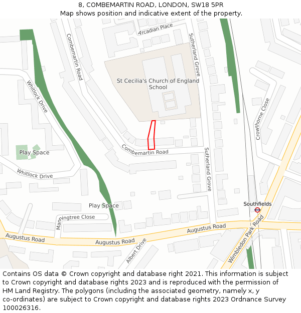 8, COMBEMARTIN ROAD, LONDON, SW18 5PR: Location map and indicative extent of plot