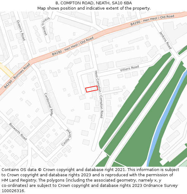8, COMPTON ROAD, NEATH, SA10 6BA: Location map and indicative extent of plot