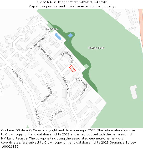 8, CONNAUGHT CRESCENT, WIDNES, WA8 5AE: Location map and indicative extent of plot