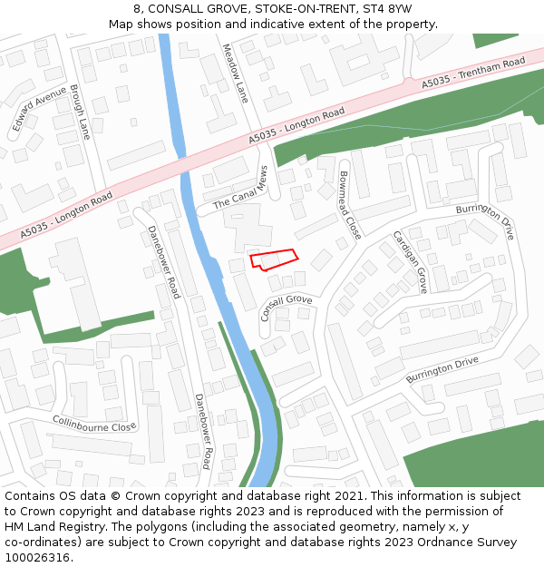 8, CONSALL GROVE, STOKE-ON-TRENT, ST4 8YW: Location map and indicative extent of plot