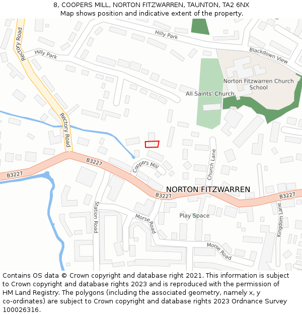 8, COOPERS MILL, NORTON FITZWARREN, TAUNTON, TA2 6NX: Location map and indicative extent of plot