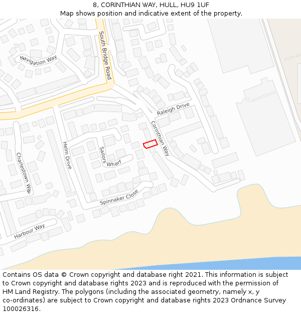 8, CORINTHIAN WAY, HULL, HU9 1UF: Location map and indicative extent of plot
