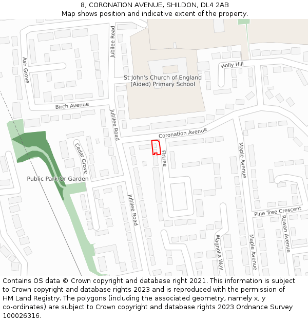 8, CORONATION AVENUE, SHILDON, DL4 2AB: Location map and indicative extent of plot