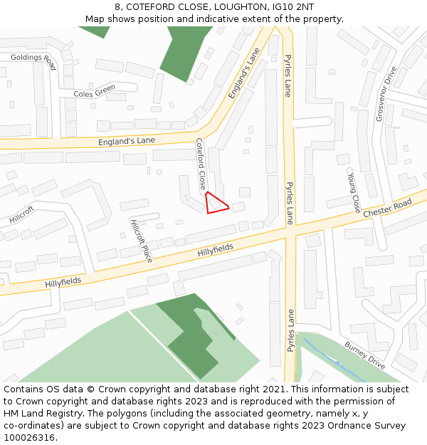 8, COTEFORD CLOSE, LOUGHTON, IG10 2NT: Location map and indicative extent of plot