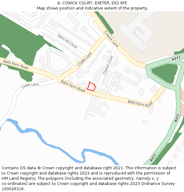 8, COWICK COURT, EXETER, EX2 9FE: Location map and indicative extent of plot