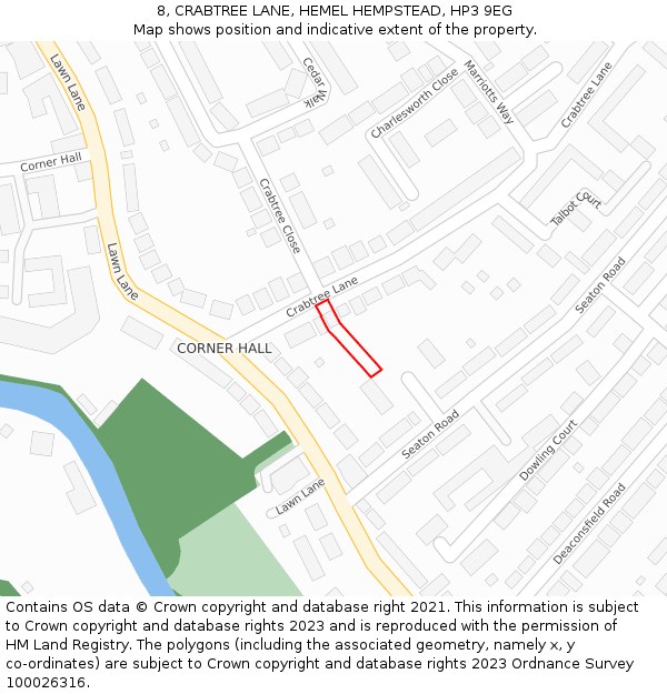 8, CRABTREE LANE, HEMEL HEMPSTEAD, HP3 9EG: Location map and indicative extent of plot