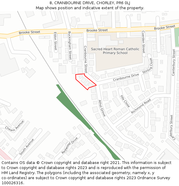 8, CRANBOURNE DRIVE, CHORLEY, PR6 0LJ: Location map and indicative extent of plot