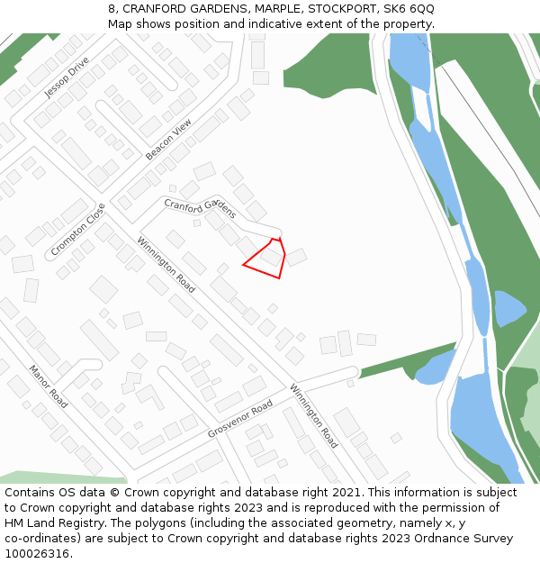 8, CRANFORD GARDENS, MARPLE, STOCKPORT, SK6 6QQ: Location map and indicative extent of plot