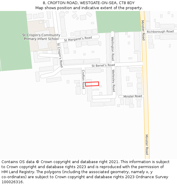 8, CROFTON ROAD, WESTGATE-ON-SEA, CT8 8DY: Location map and indicative extent of plot