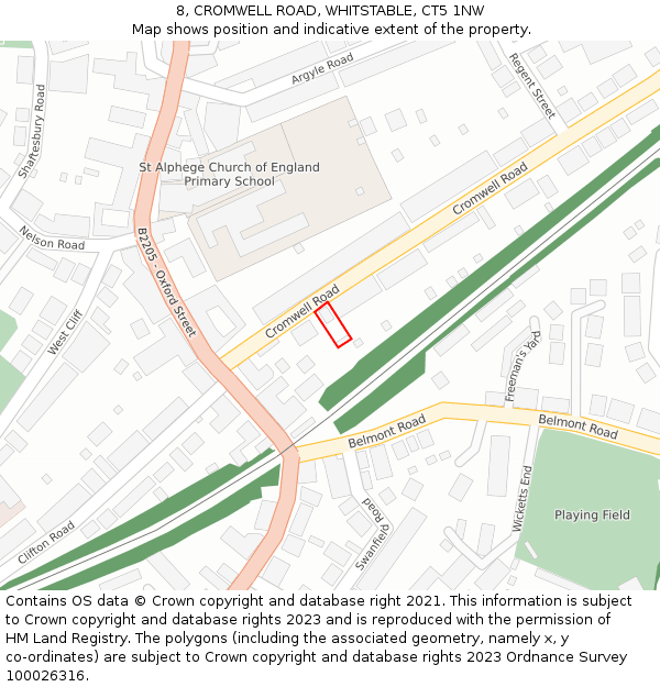 8, CROMWELL ROAD, WHITSTABLE, CT5 1NW: Location map and indicative extent of plot