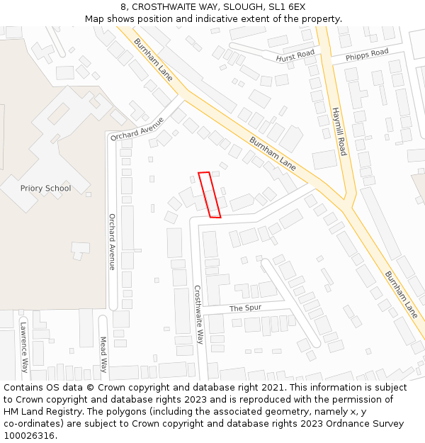 8, CROSTHWAITE WAY, SLOUGH, SL1 6EX: Location map and indicative extent of plot