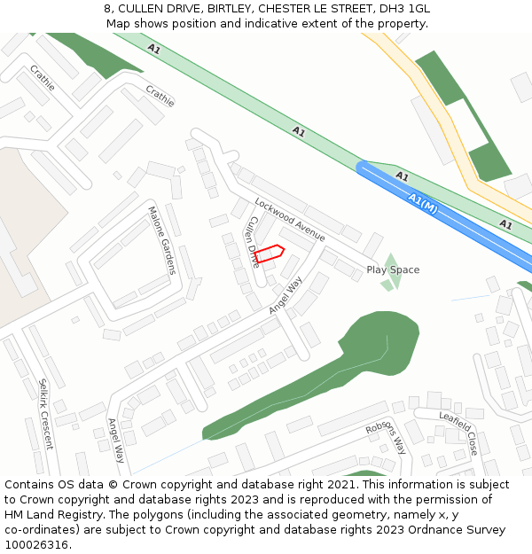 8, CULLEN DRIVE, BIRTLEY, CHESTER LE STREET, DH3 1GL: Location map and indicative extent of plot